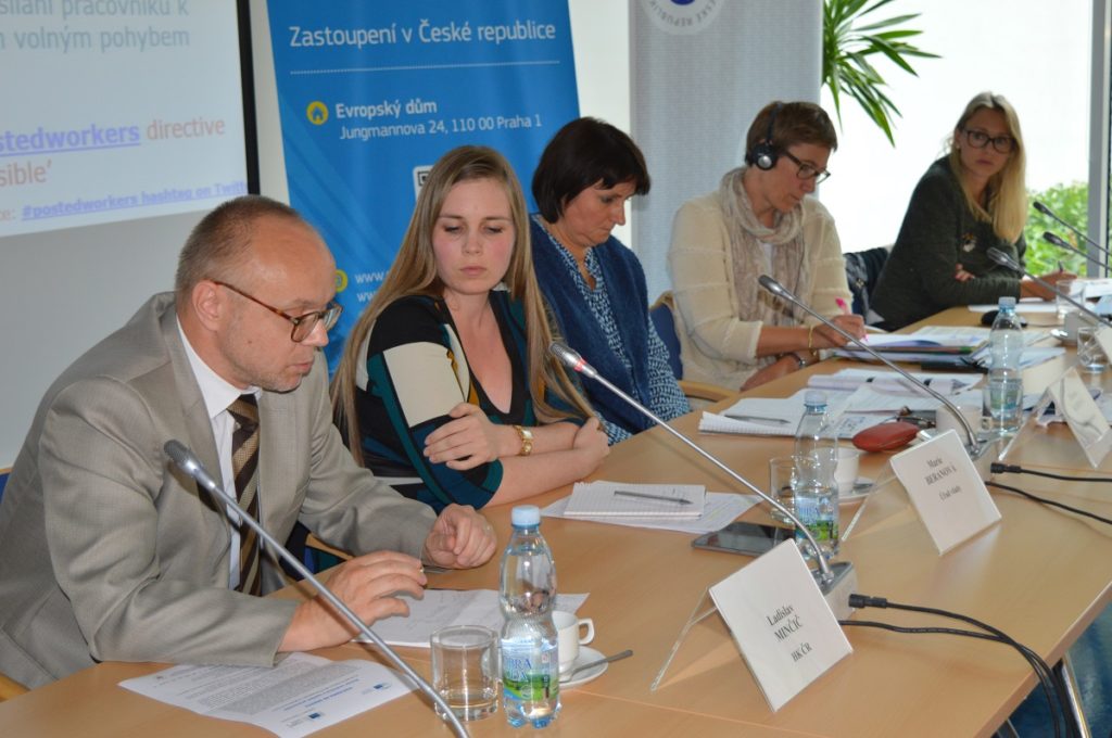 From left: Ladislav Minčič, Director,Department of Legislation, Law and Analysis, Czech Chamber of Commerce, Márie Beranová, Government´s Office, EU Affairs, Czech Republic, Michaela Šojdrová, Member of the European Parliament (EPP), Inge Bernaerts, Member of the Cabinet of Commissioner Marianne Thyssen, and Alena Mastantuono, Director, CEBRE -Czech Business Representation to the EU