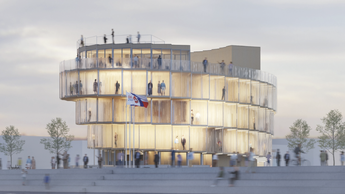 A glass spiral in Osaka the Czech National Pavilion for EXPO