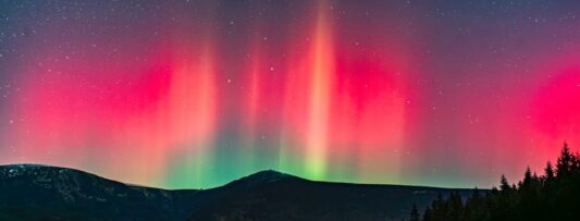 Northern lights illuminate the sky over the Czech Republic