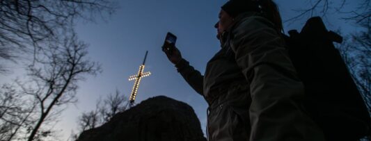 Borská Skalka cross lights up as Easter symbol